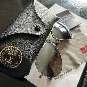 Ray Ban P sunglasses silver frame polarized lens